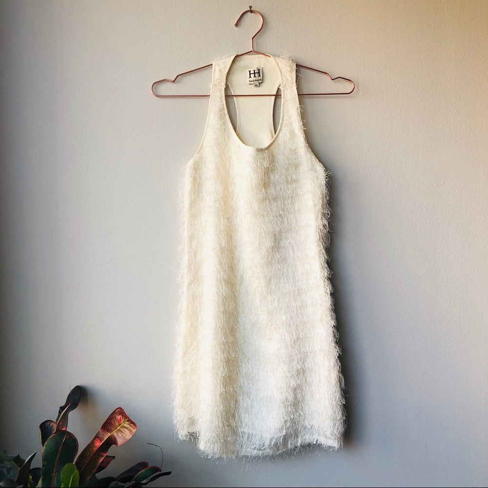 Haute Hippie Edgy and Rare White Feathery Thread Dress